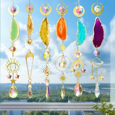 Imitace achátové desky Lapač slunce Ornament Vnitřní Venkovní Zahrada Domov Kancelář Závěsná na zeď Okno Přírodní kámen Deska Falešný křišťálový přívěsek