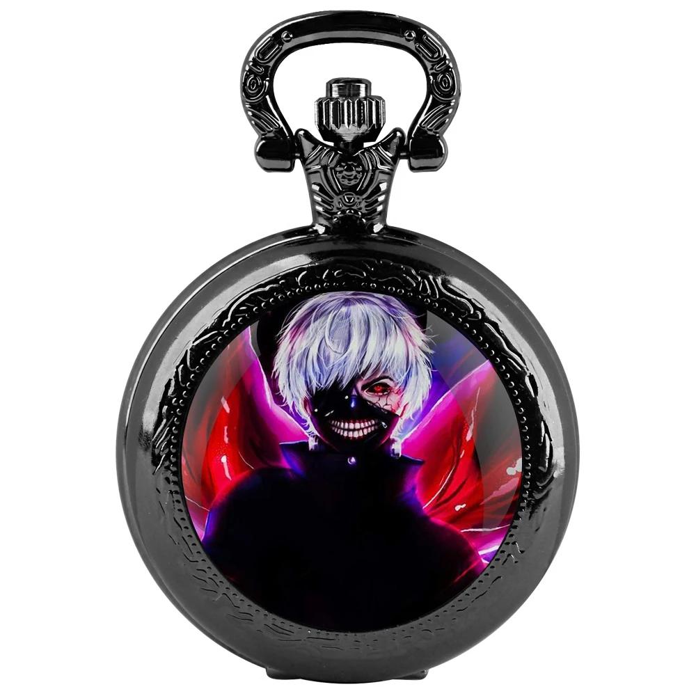 

Anime Tokyo Ghoul Theme Glass Dome Vintage Quartz Pocket Watch Men Women Pendant Necklace Chain Charm Clock Hours Jewelry Gifts чёрный