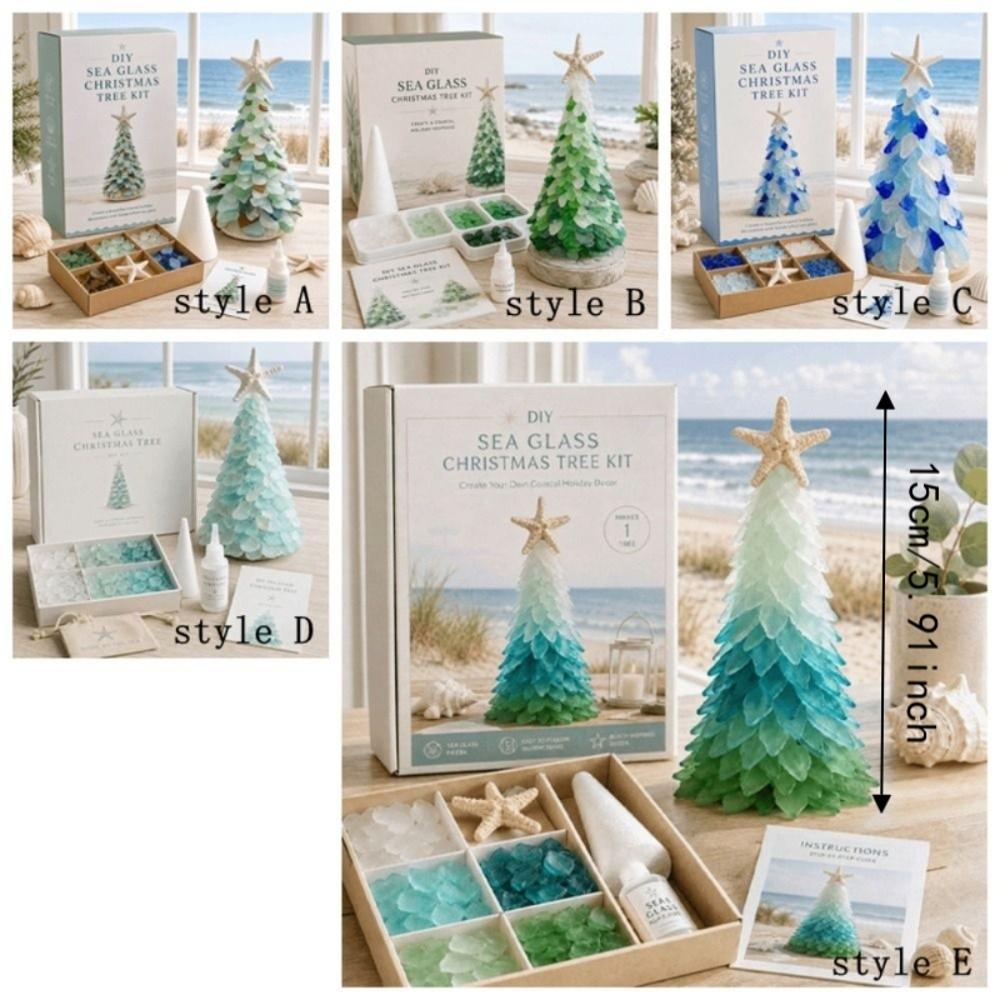 Handmade Sea Glass Tree Multi-Color Christmas Tree DIY Ornament Kids Gifts