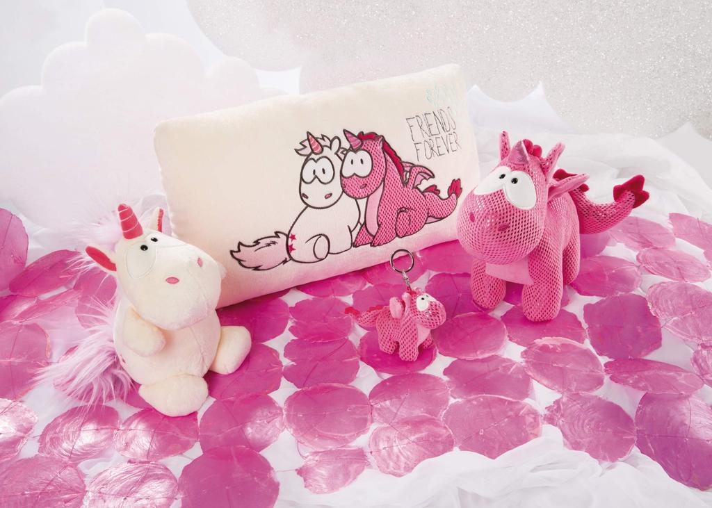 NICI Uni-Dragon Ruby Key Ring, 10cm, Dragon, Unicorn, Pink, Sparkly, Gift, 3045694
