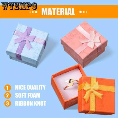 24pcs Jewelry Gift Boxes with Bowknot Rectangular Cardboard Box with Sponge Insert Gift Packing Box Pendants Gift Case