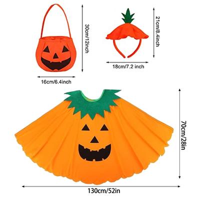 Halloween Pumpkin Costume Set for Woman and Man Halloween Pumpkin Cloak Halloween Pumpkin Candy Bag Hat Party Props