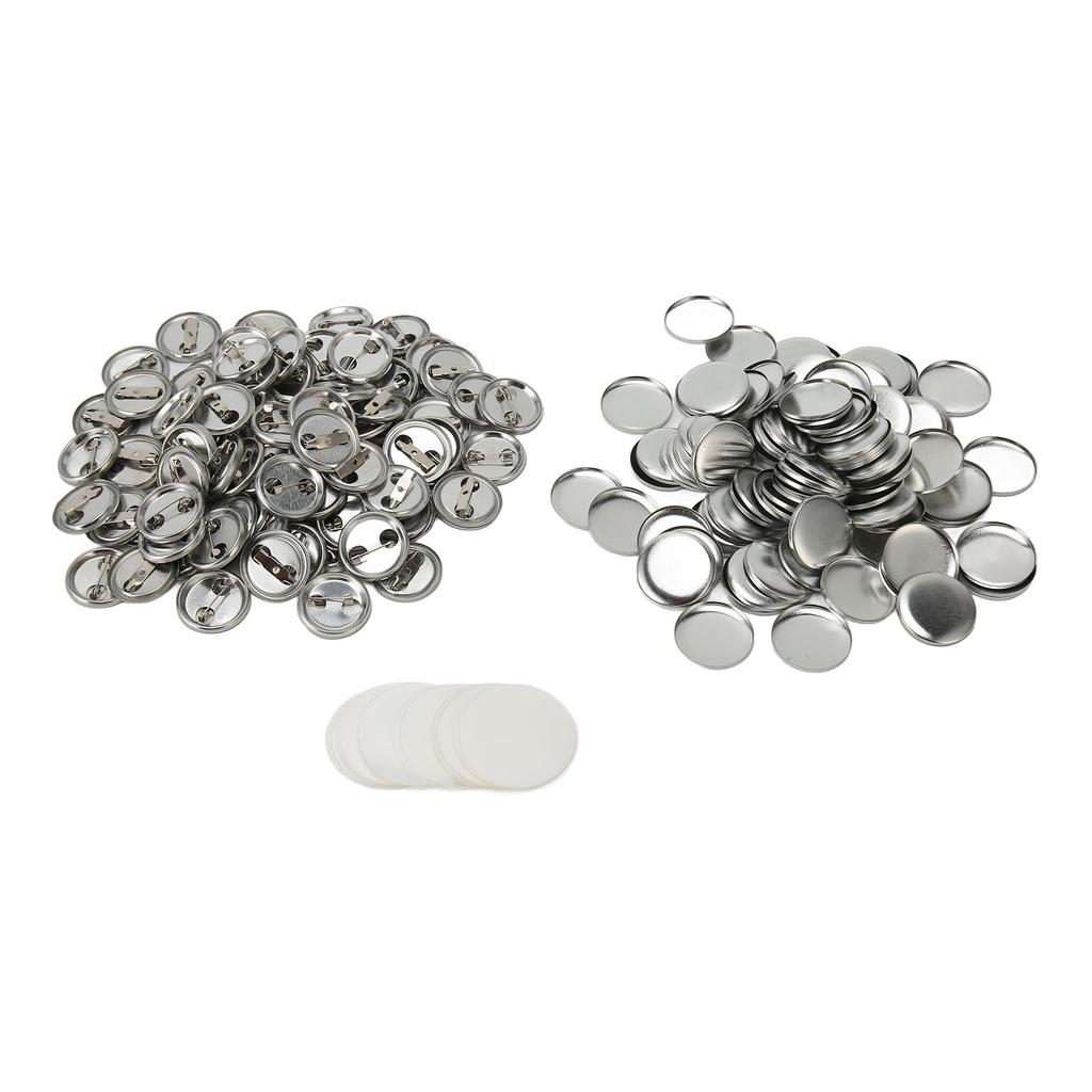100 Sets Blank Button Badge Parts Set Round Shape Rust Prevention Easy Print Button Pin Badge Kit for Button Making Machine