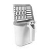 Cat Litter Scooper and Box 2 in 1 Design Easy Cleaning Integrated Cat Litter Shovel with Waste Can with Baffle and 8