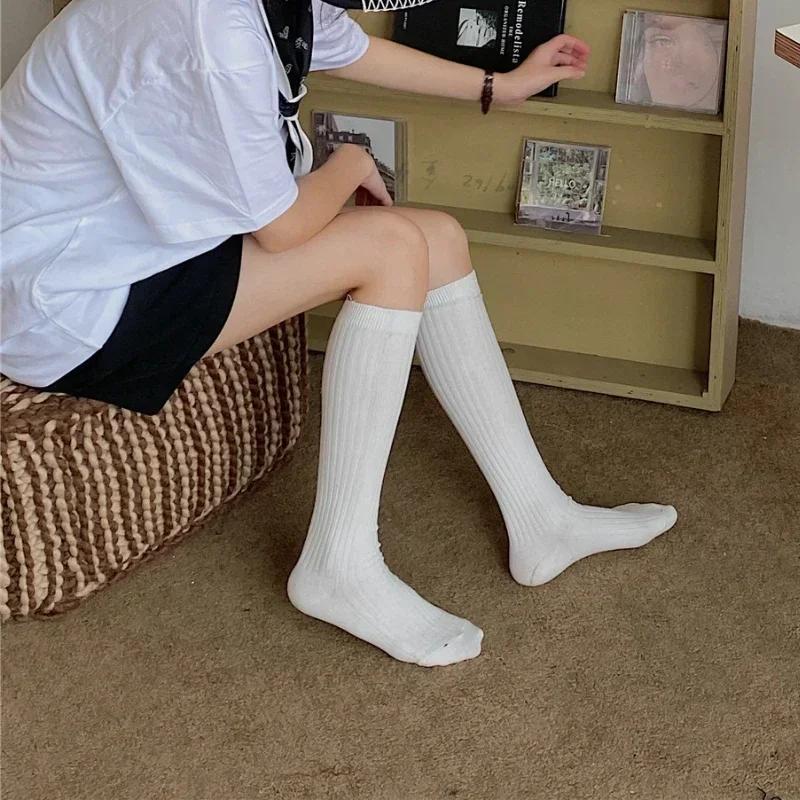 Knitting Cotton Long Socks Women Stockings Autumn Winter Warm Thigh High Stockings Ladies Girls Fashion Solid Knee Socks Women