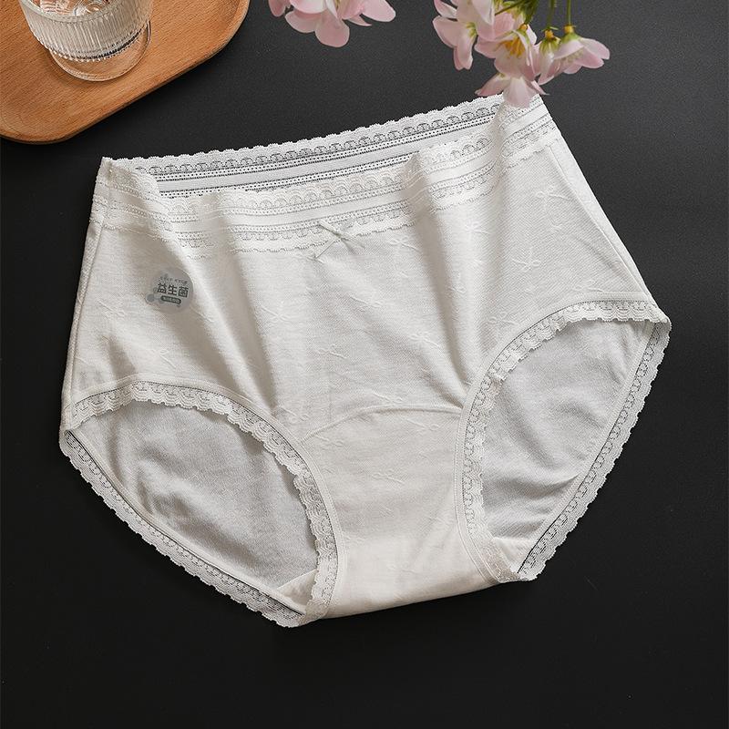 Calcinhas Femininas de Algodão Jacquard com Laço Respirável de Entrepernas Longo para Primavera e Outono
