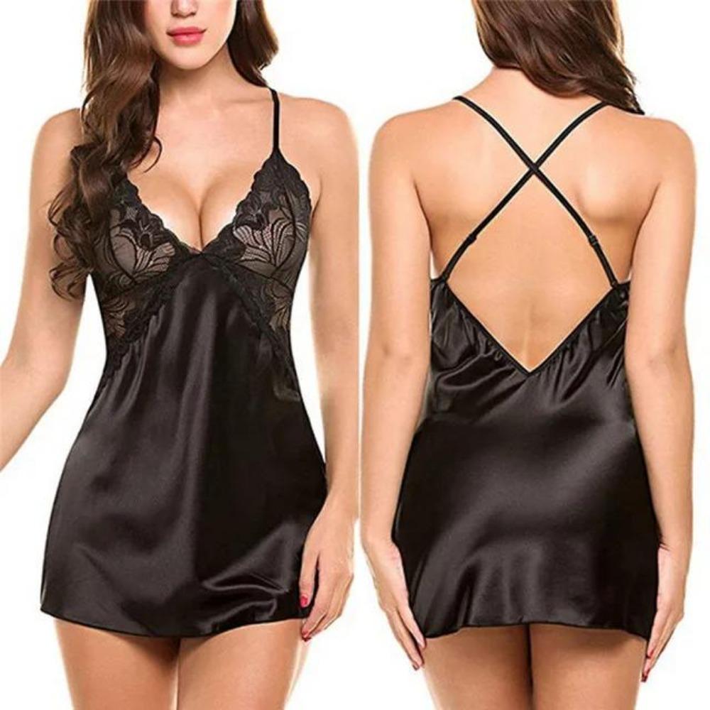 Sexy Clothes for Women Lingerie Lace See Through Nightdress Babydoll Porno Deep V Mesh Dress Panties Underwear Erotic Clothing