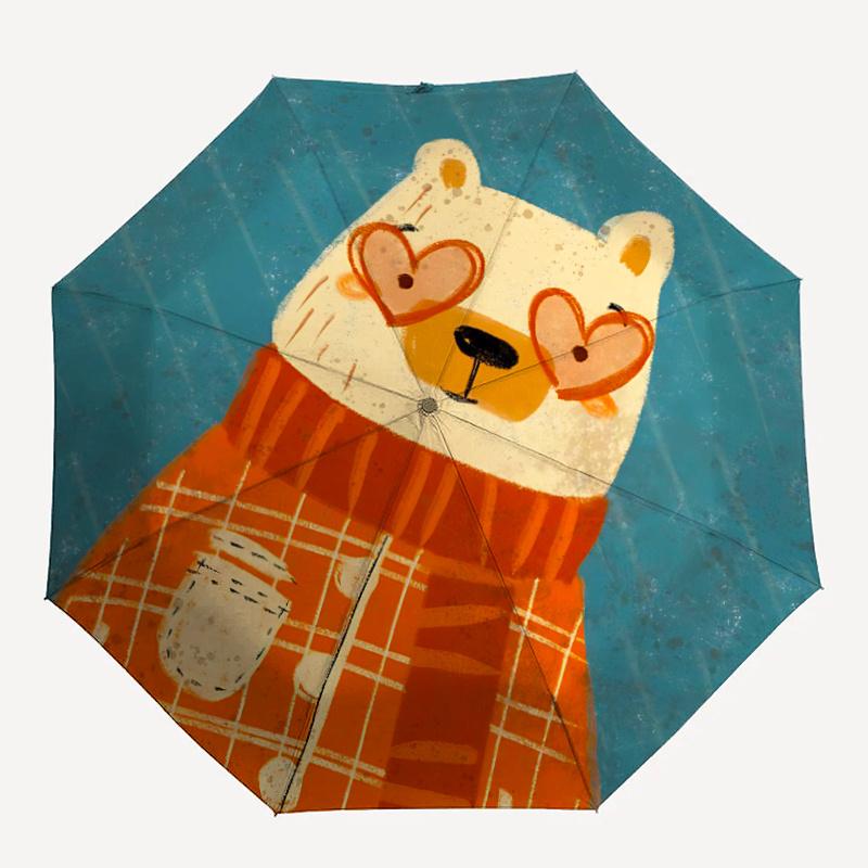 

1pc Polar Bear Heart Umbrella That Opens Closes Automatically Perfect Gift with a Convenient Folding Mechanism 24