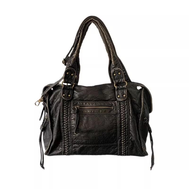 Retro Motorcycle Bag, Large-capacity Handbag, Tote Bag, Women's Single-shoulder Crossbody Bag Casually