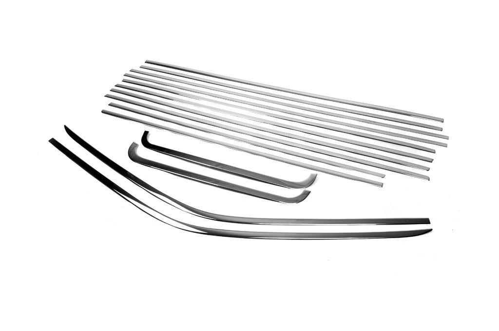 Полная окантовка стекол (14 шт, нерж) 2 боковых двери, Длинная база для Volkswagen T6