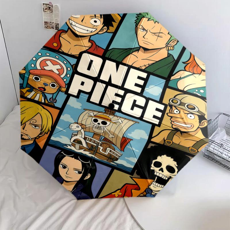 1 Stück Automatischer Faltregenschirm - Monkey D. Luffy Muster Tragbares faltbares Design mit 8 Speichen Weihnachts-Geburtstagsgeschenke