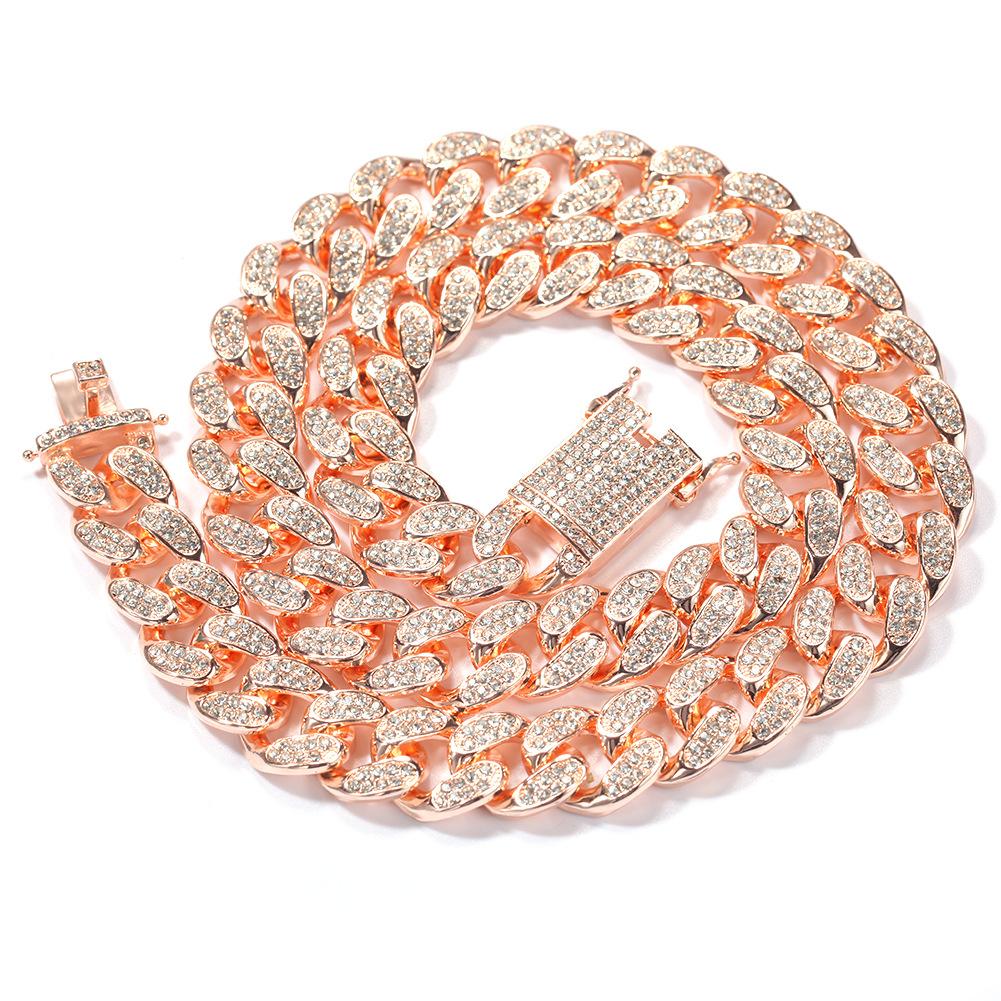 20Mm Full Diamond Men's Big Gold Chain Domineering Exaggerated Miami Chain Fashion Trend Jewelry Necklace Accessories