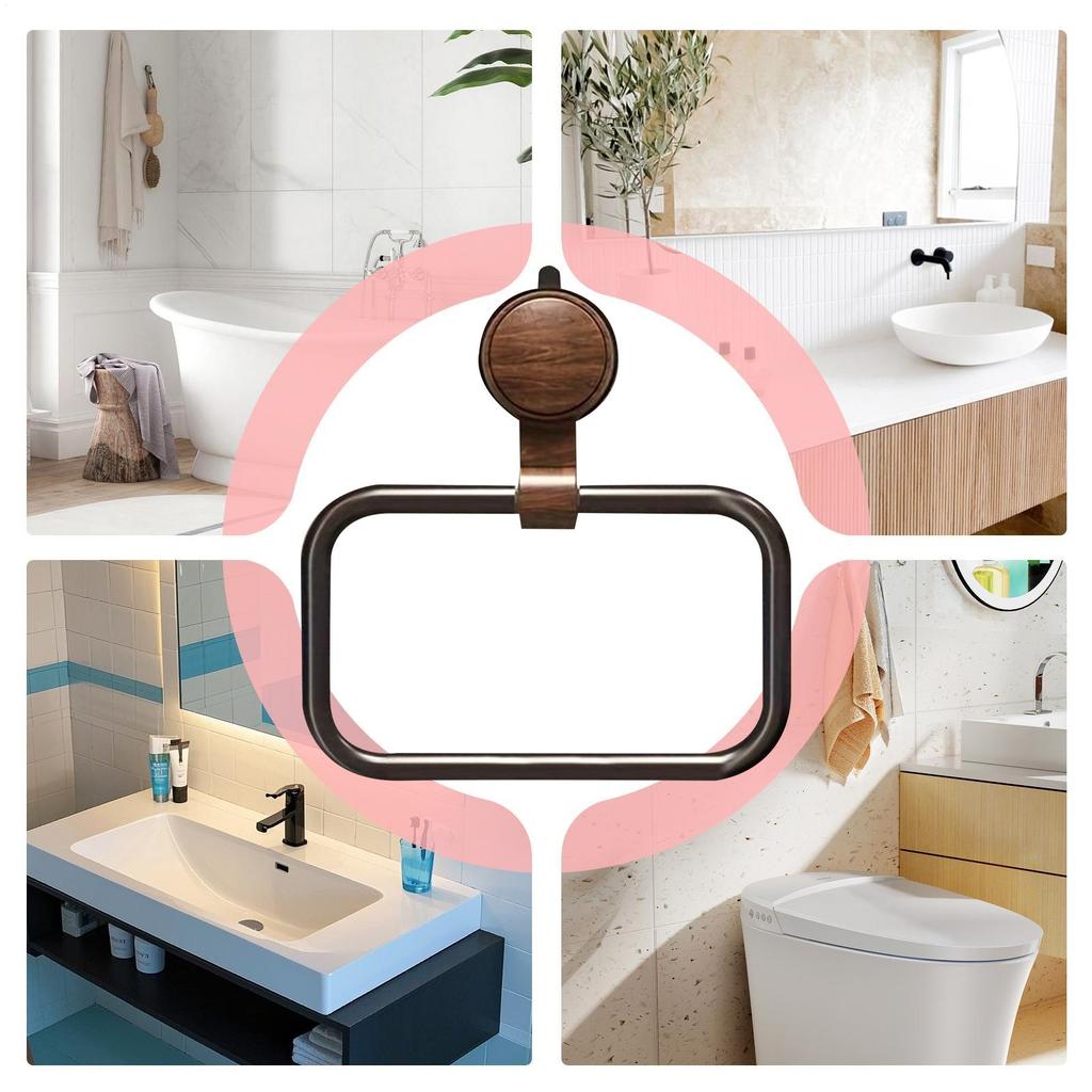 Towel Ring Hand Towel Hanger Vintage walnut punch free towel ring strong suction cup wall mounted towel rack for Home Hotel