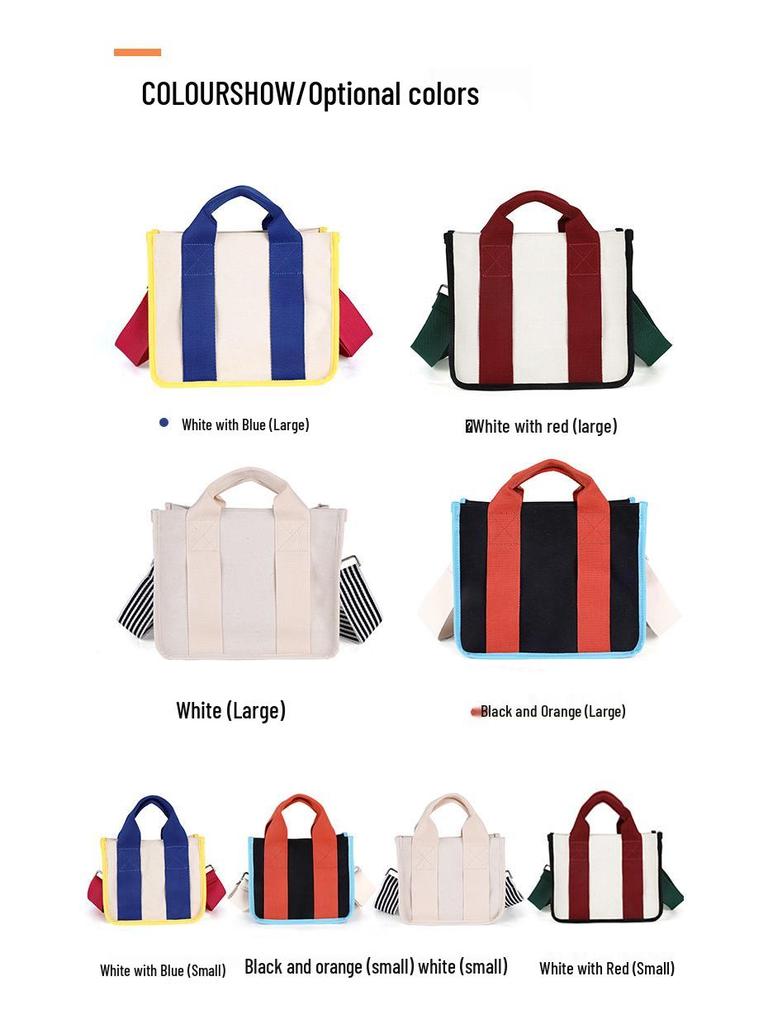Korean Color Block Canvas Handbag Women's Fashion, Large & Small Sizes, Work & Casual Crossbody Bag