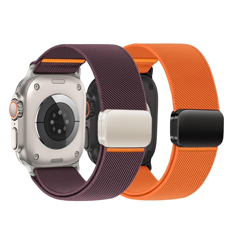 3PCS Magnetic Straps For Apple Watch Ultra 2 Band 49mm 46mm 44mm 45mm 42mm Elastic Nylon Loop Bracelet IWatch Series 10 9 8 7 SE