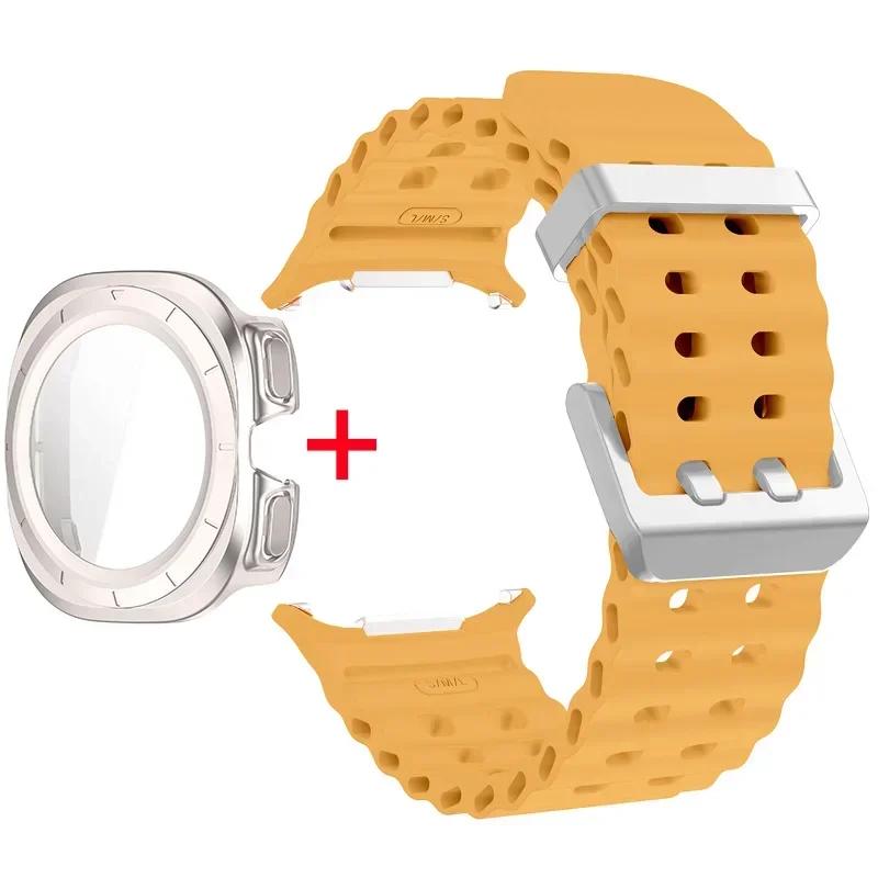 Schutzhülle aus gehärtetem Glas + Armband für Samsung Galaxy Watch Ultra 47mm Silikonarmband für Galaxy Watch Ultra 47mm Armband Schutzhülle
