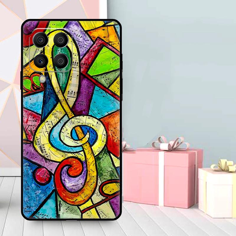 Music Note Musical Treble Clef Case For Samsung Galaxy M16 M31 M21 M13 M33 M53 M15 M35 M55 M36 M56 M12 M32 M52 M14 M34 M54