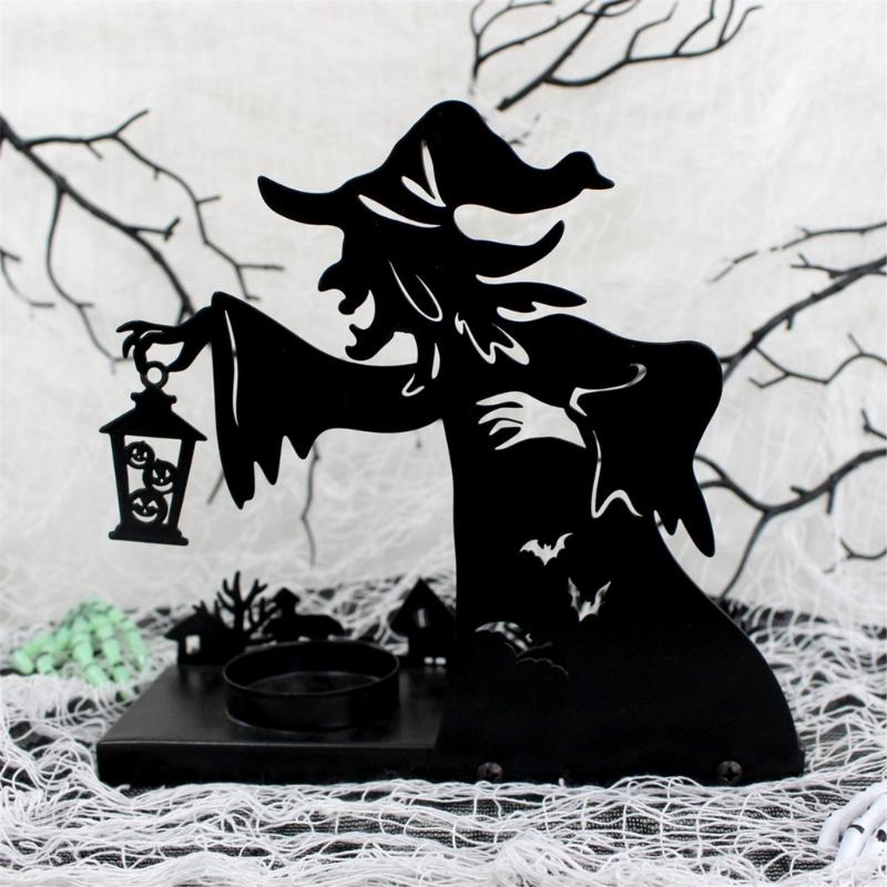 Witches Shape Iron Candle Holder,Witches Lamp Candle Stand for Halloween Party and Haunteds House Display