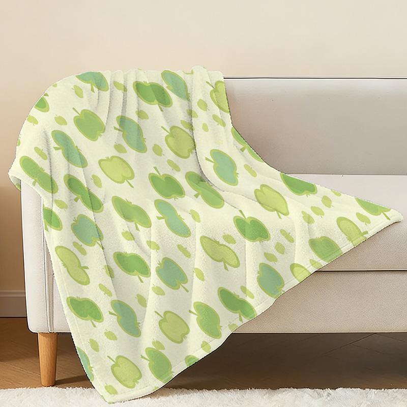 Plush Flannel Blanket, Apple Theme - Soft Cozy Warm, Machine Washable, Ideal for Home Decor, Office Napping, Christmas & Halloween