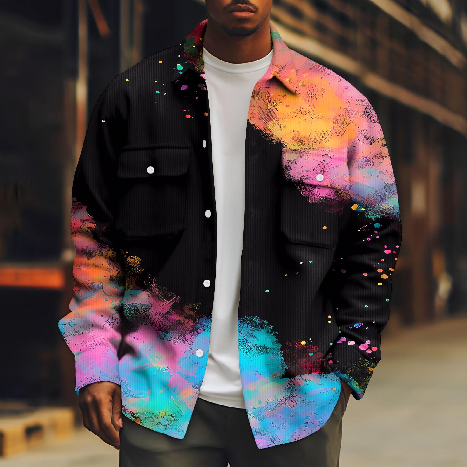 

Мужское зимнее повседневное толстое пальто с длинными рукавами и пуговицами с принтом XXXL чёрный