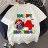 Cartoon Super Marios Birthday Tshirt for Boys Girls 38 Years Party Wear Supplies Clothes Cotton Shirts Baby Shower Clothing