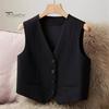 Women's Vest Top Sleeveless Suit Vest Single Breasted V-neck Waistcoat Dressy Casual Vest Jacket for Spring Summer