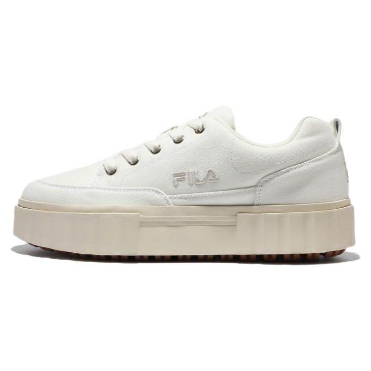Fila Sandblast Fabric Platform Abrasion Resistant Abrasion Resistant Low Top Skateboard Shoes Unisex White 1TM01576E_920