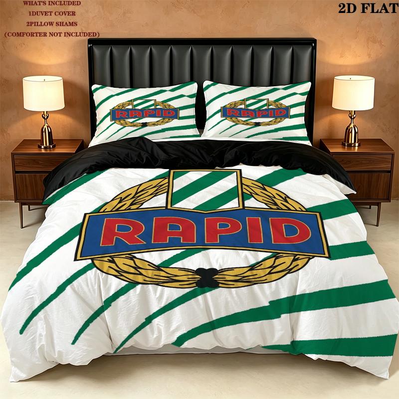 Sk Rapid Wien Pattern Bedding uilt Set uilt Cover Pillowcase Home Decoration Birthday Gift (1 * duvet cover + 2 * pillowcase without core)