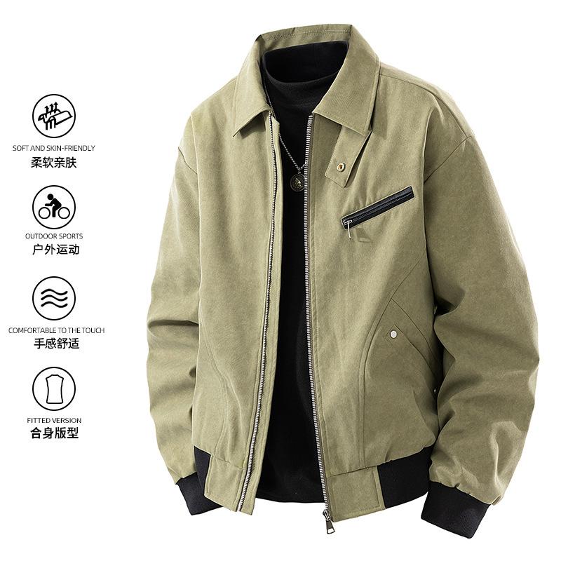 Jacket Men's Lapel Season Contrasting Colors Early Spring Couple Casual Loose Men's Coat