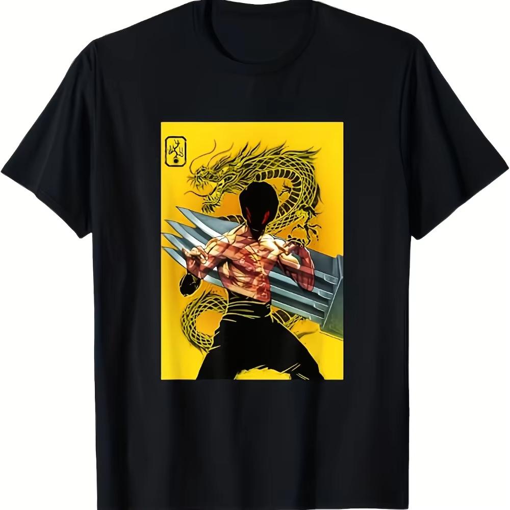 Unisexs Enter The Dragon Metal Claw Graphic TShirt Martial Arts Dragon Design Heavyweight 200gsm Crew Neck Tee for Gym Cosplay M