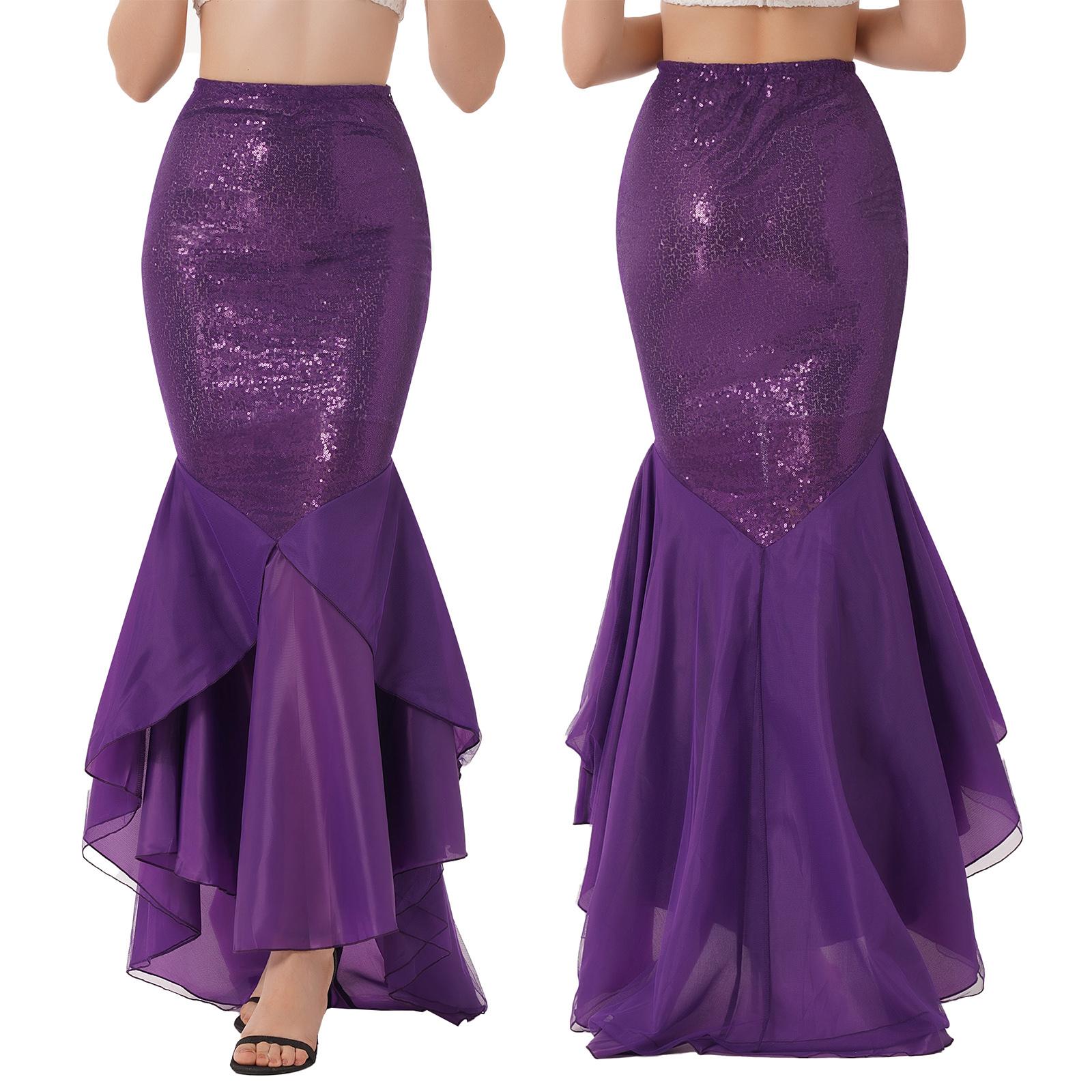 

Photography Mermaid Tail Skirt for Women S-4XL, Full Sequined Scale Design, Party Prom Costume & Pageant Dress 4XL фіолетовий