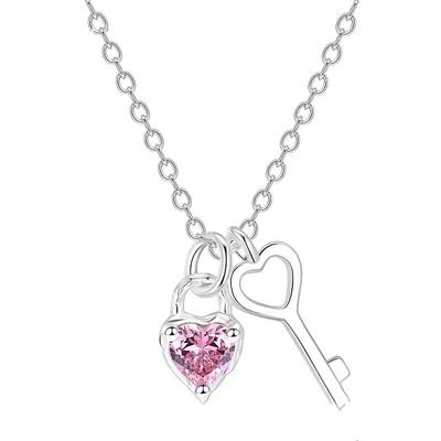 Guardian Heart Pink Diamond Love Necklace for Women Fashion Light Luxury Sweet High-end