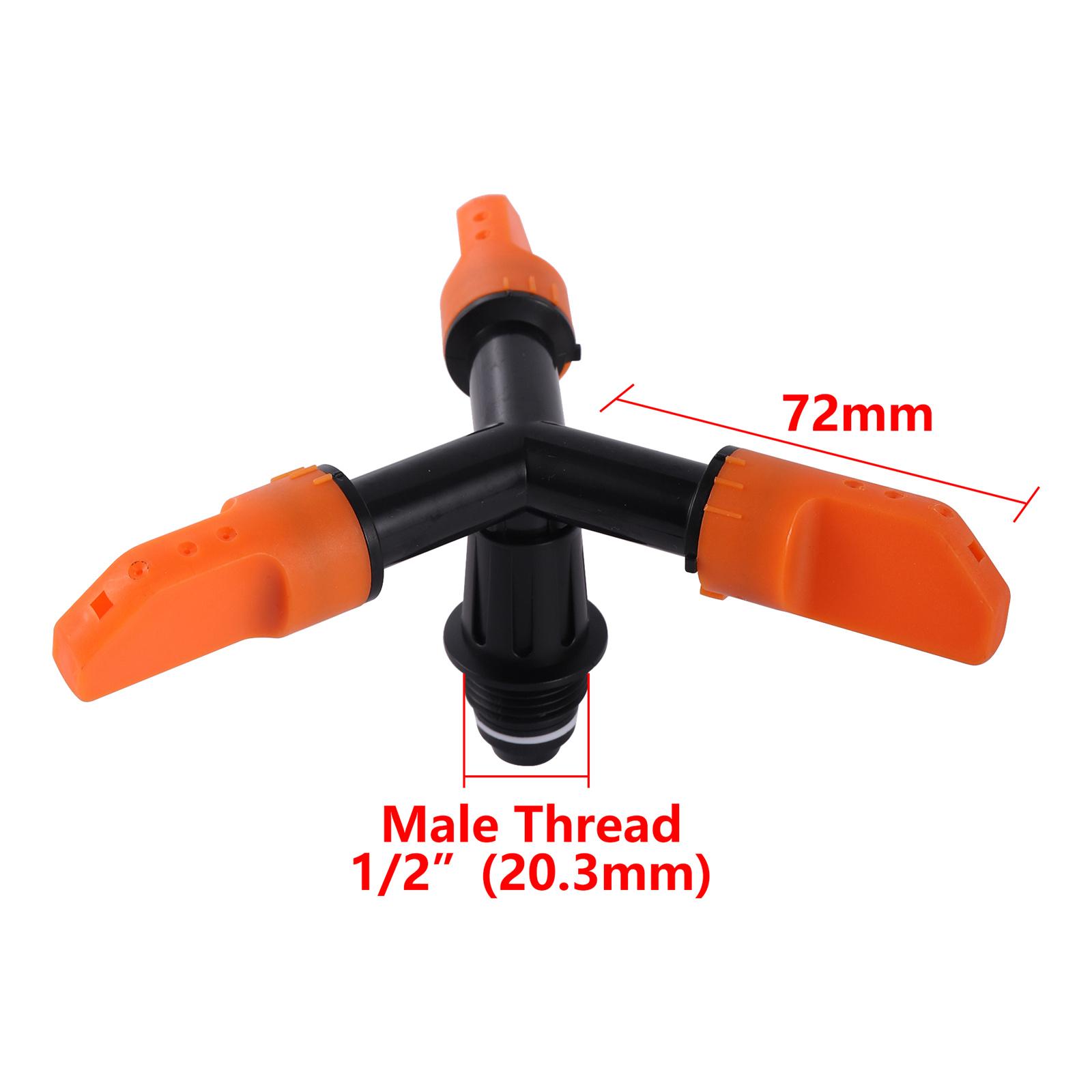 

3 Outlets 360 Degree Rotating Sprinkler Head Kit 1/2 5/8 Pipe Automatic Garden Lawn Irrigation Ground Inserted Sprinkler 1 Set