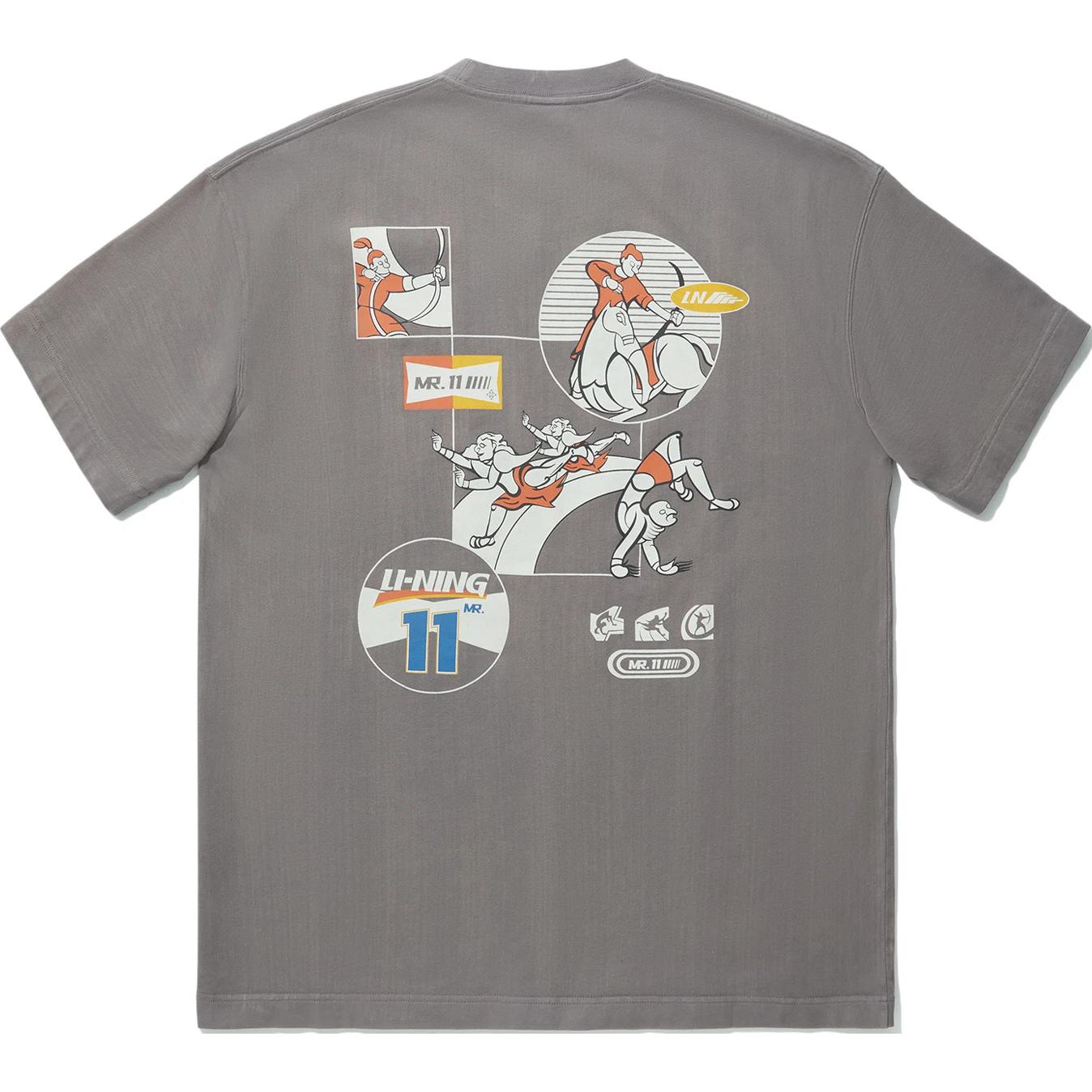 

Li Ning Reignite Series Футболка с принтом, круглым вырезом, удобная, дышащая, свободного кроя, с коротким рукавом, унисекс, дымчато-серая AHSU947-2 L