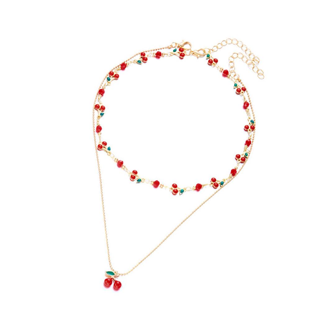 Adjustable Cherry Bracelet With Cubic Zirconia And Bohemian Tassel Design Sparkling Neck Jewelry For Women Girls Gift