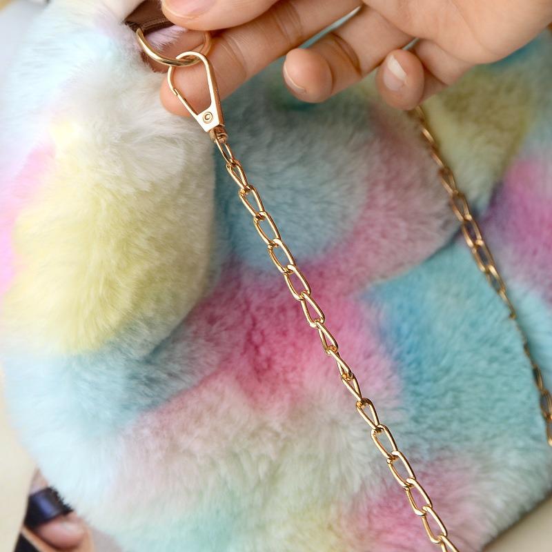 Imitation rabbit fur heart-shaped plush bag autumn and winter new women's bag versatile messenger bag love chain single shoulder portable