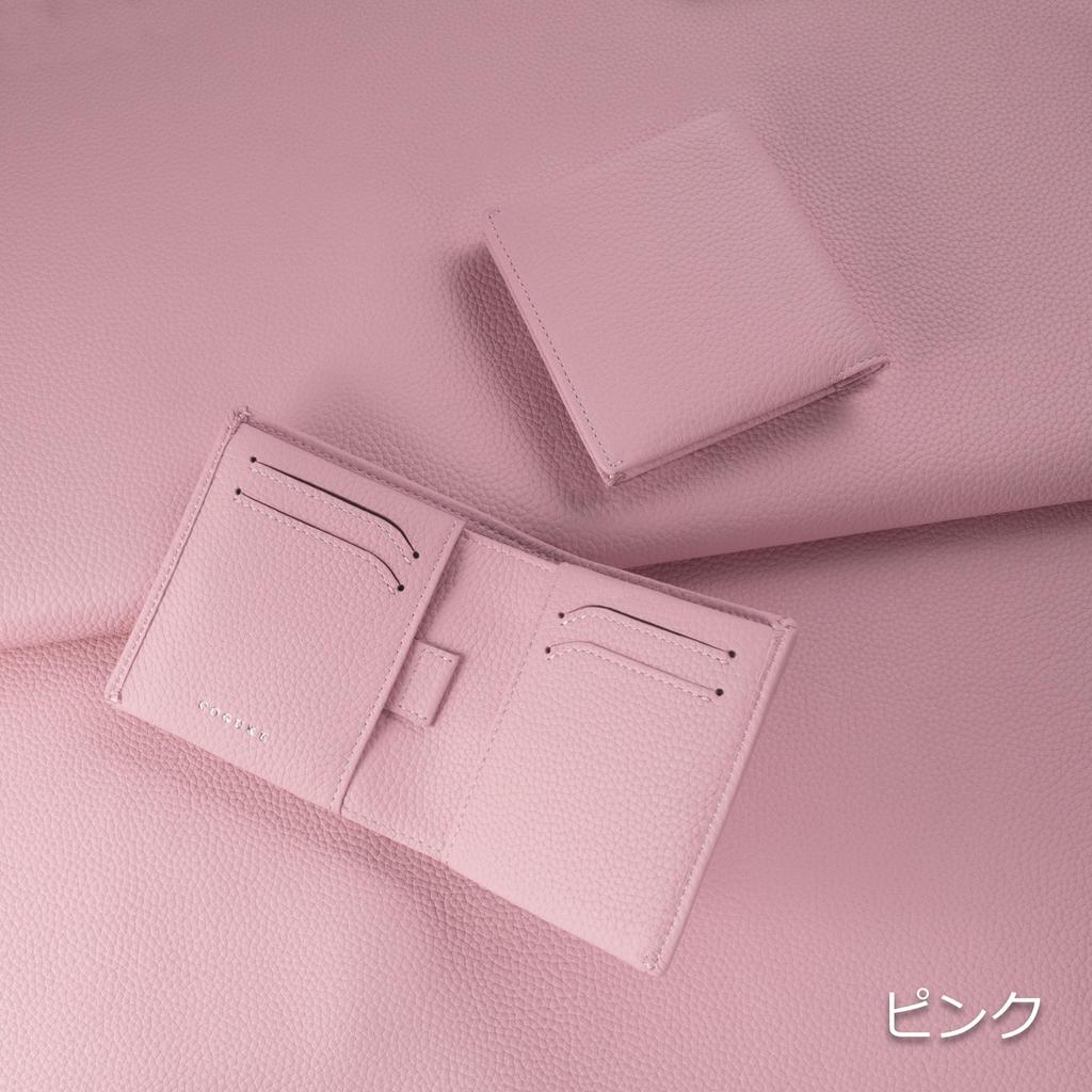 COGURE Bifold Mini-Geldbörse, Echtes Schrumpfkalbsleder, mit Scheinfach, Münzfach, Kartenschlitzen, Unisex, Inklusive Box, COPM02-Pink