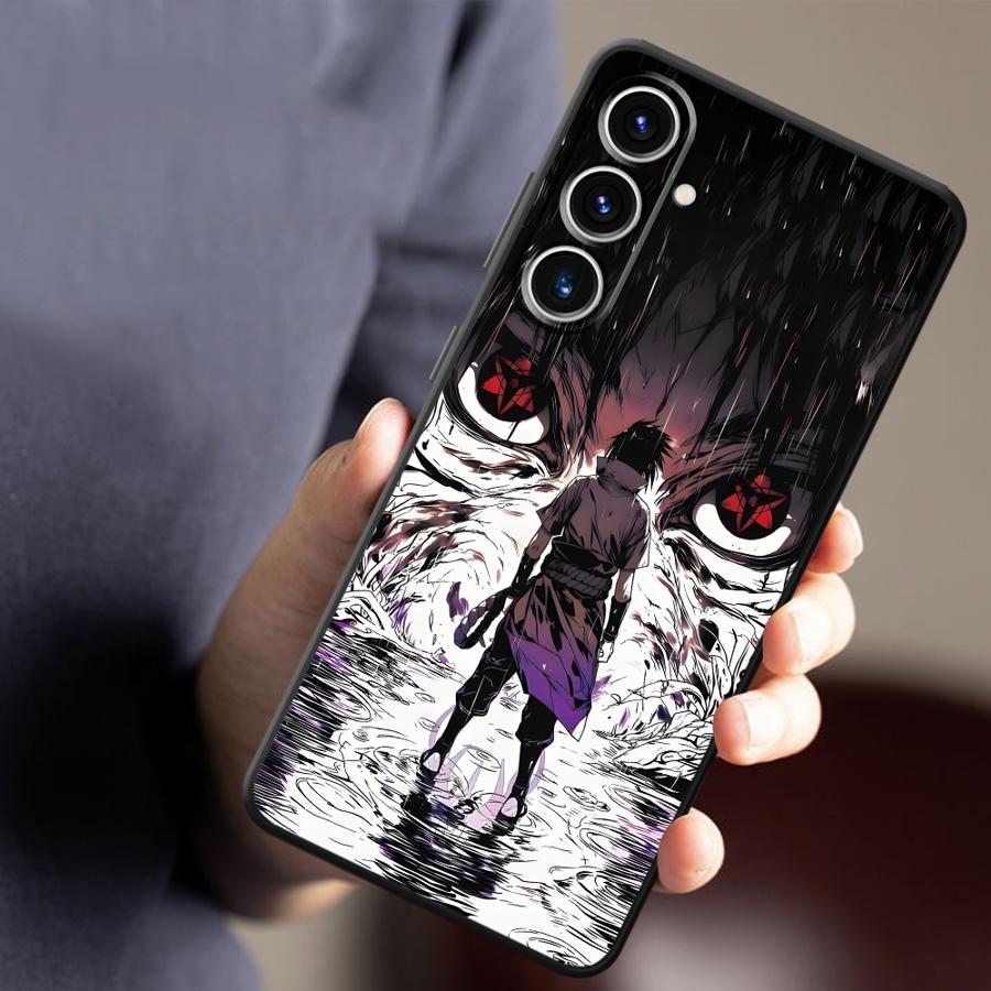 Black Soft Phone Cover Case for Samsung Galaxy A51 A73 A36 A23 A53 A24 A55 A25 A71 A22 A52 A32 A41 A26 A72 A35 Cool Anime Eyes