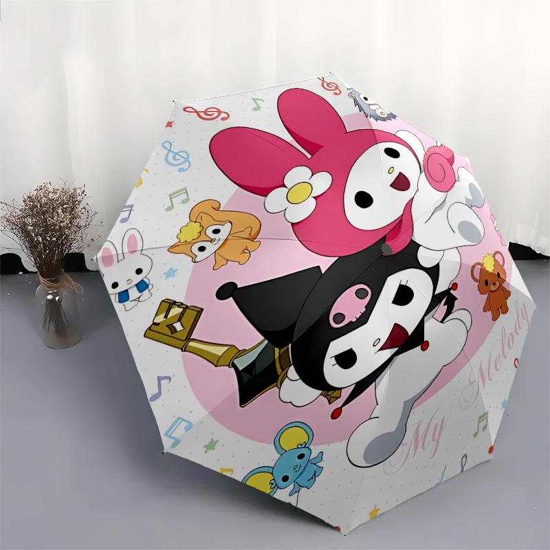 My Melody, Characters Automatic Opening and Closing Parasol Compact Travel Umbrella with 8 Ribs for Women and Men Ideal Birthday/Christmas G