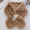 Korean Style Thick Plush Pearl Scarf for Women - Imitation Otter Fur, Warm Winter Fashion, Solid Color