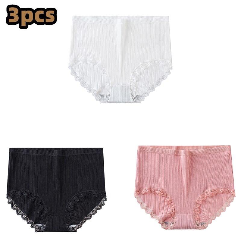 3 Pcs/lot Women's Underpants Soft Cotton Panties Girls High Waist Briefs Striped Panty Sexy Female Underwear Big Size M-XXL