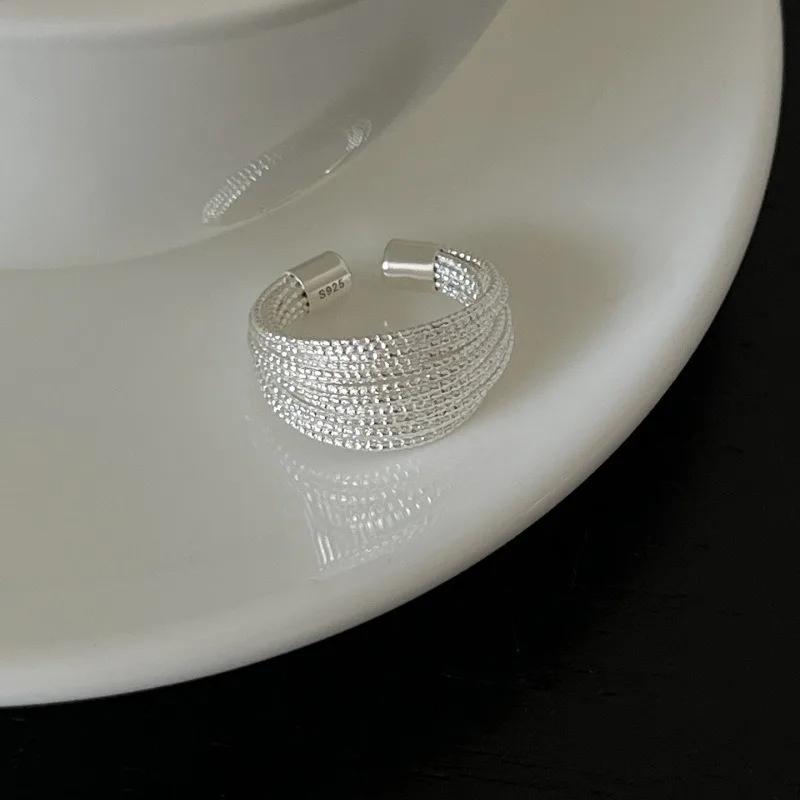 Personality Design Trendy Silver Color Multi-line Ring for Women Girl Charm Opening Irregularity Finger Ring Set Party Jewelry