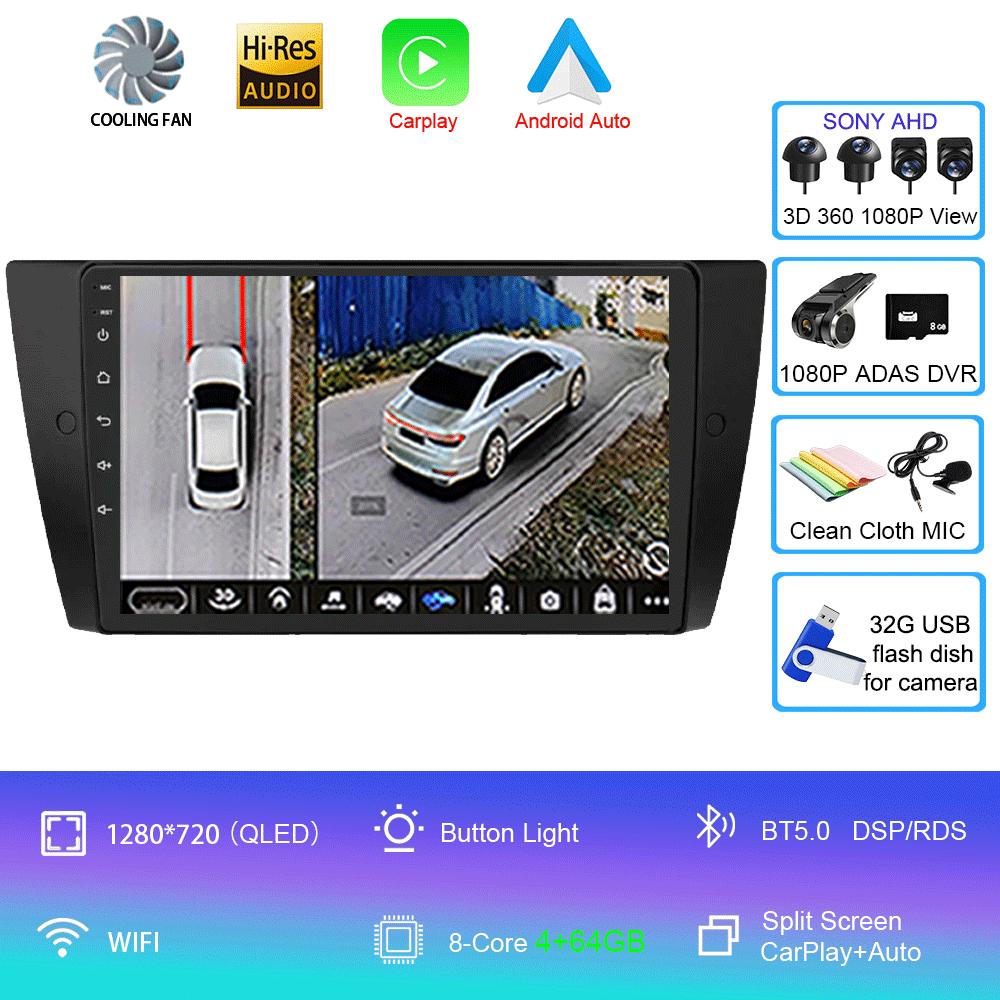 Android14 Carplay Auto For BMW E90 E91 E92 E93 3 Series Multimedia Car Radio Player WIFi+4G No 2din DVD Stereo Head Unit GPS DSP