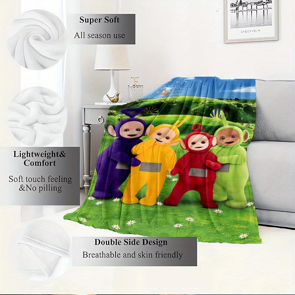1pc Flannel Throw Blanket, Teletubbies,Outdoor,FriendshipPattern Printed Blanket, Warm Cozy Soft Blanket For Couch Bed Sofa Car Office Campi