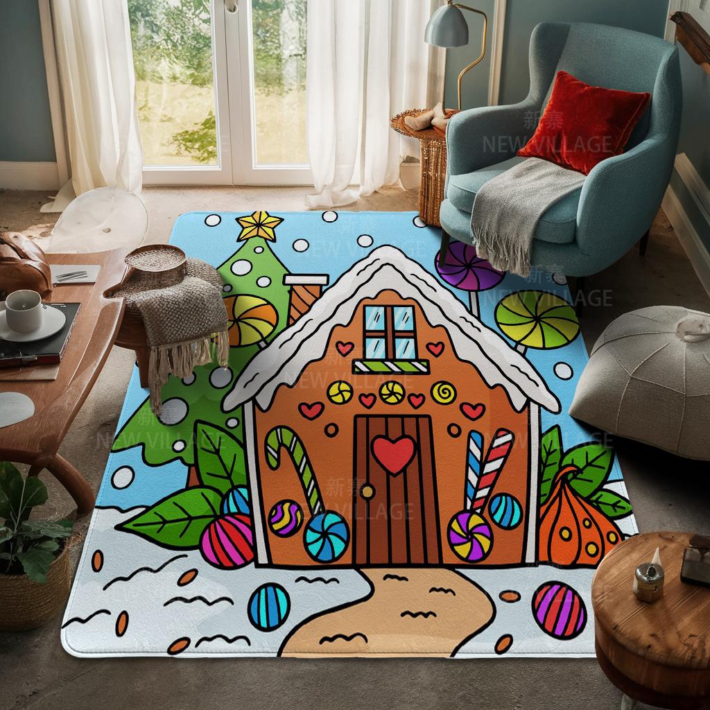 House Entrance Carpet Home Door Mat Living Room Bath Foot Bathroom Non-slip Water Absorption Rugs Bath Merry Christmas Winter