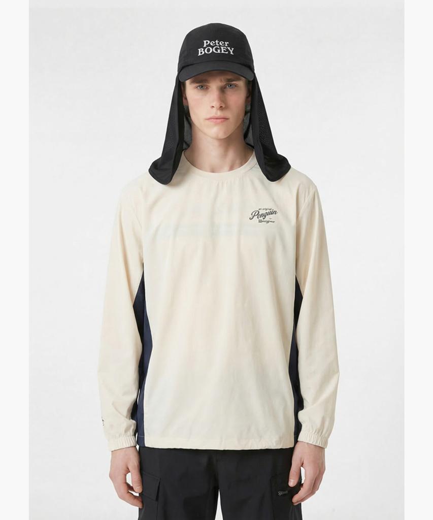 Penguin By Munsingwear Men'S Colorblock Piste Jumper Ivory Mr121Pjp31