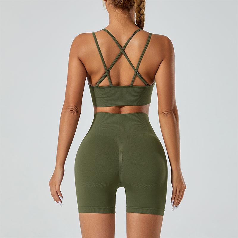New Seamless Gathering Sports Bra, High Waist And Hip Lifting Yoga Pants, Running And Fitness Clothes, Sports Yoga Set For Women