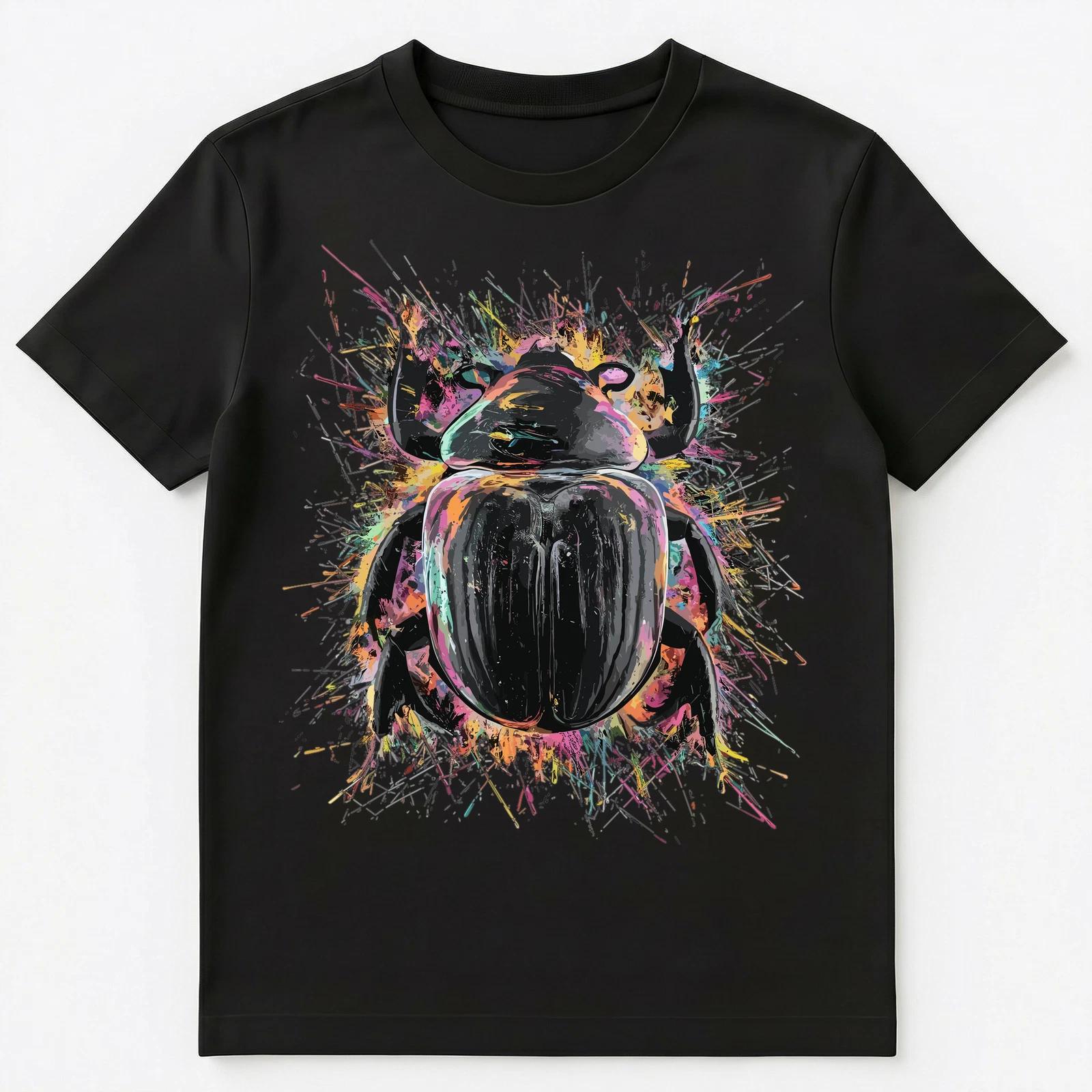 

Colorful Paint Splash Dung Beetle Art Graphic Unisex T-Shirt M