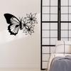 Black Metal Butterfly Flower Wall Art, Textured Steel Decor