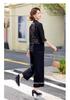 Elegant Summer Chiffon Top & Wide-Leg Pants Set for Moms and Seniors